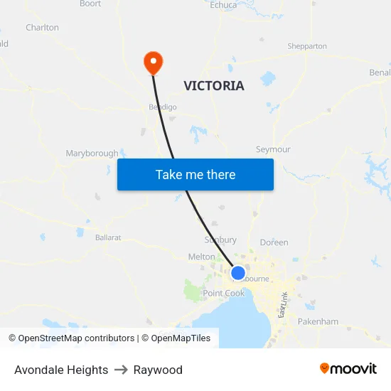 Avondale Heights to Raywood map