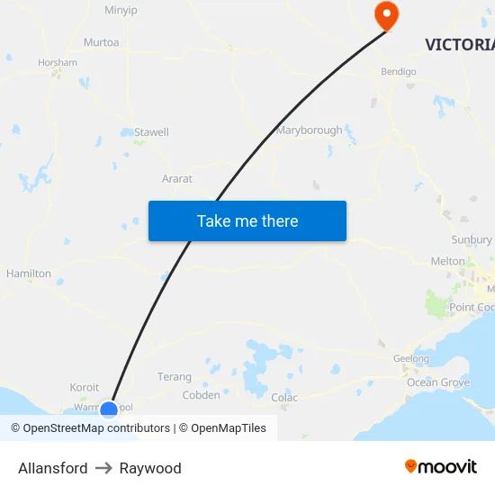 Allansford to Raywood map