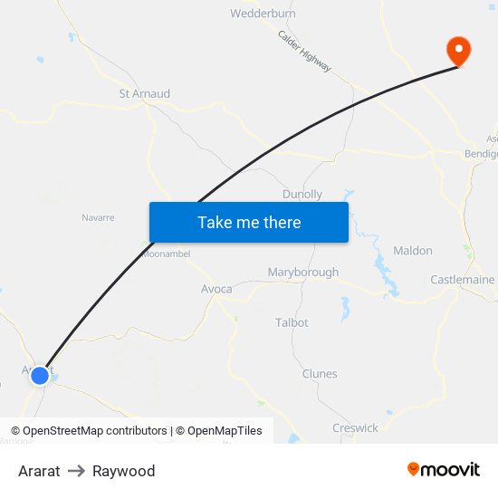 Ararat to Raywood map