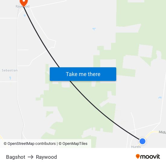 Bagshot to Raywood map