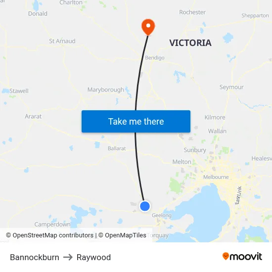 Bannockburn to Raywood map