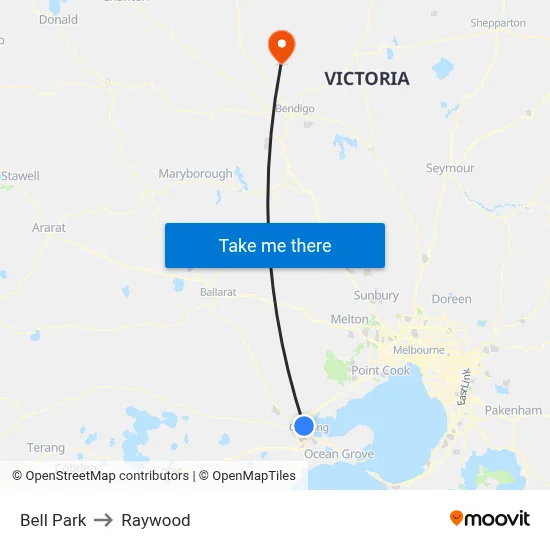 Bell Park to Raywood map