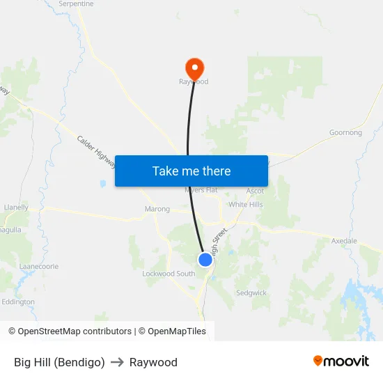 Big Hill (Bendigo) to Raywood map