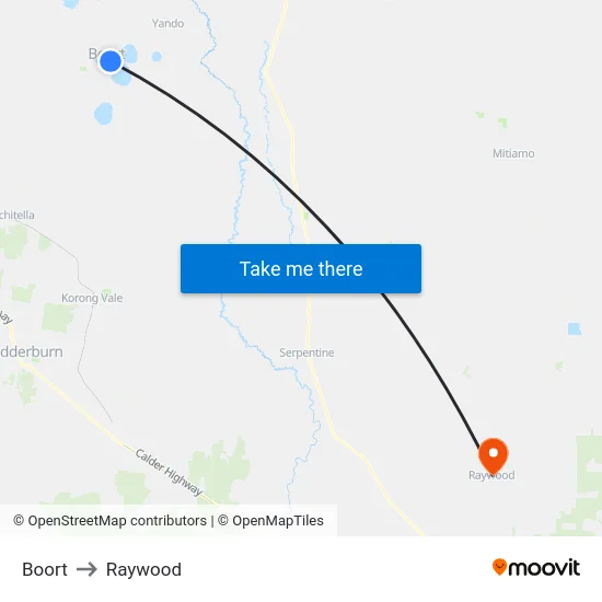 Boort to Raywood map