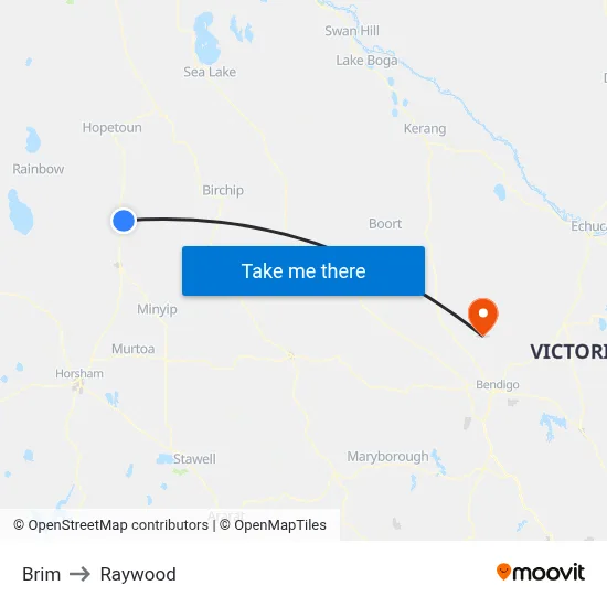 Brim to Raywood map