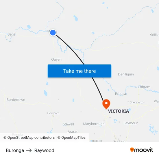Buronga to Raywood map