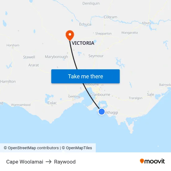 Cape Woolamai to Raywood map