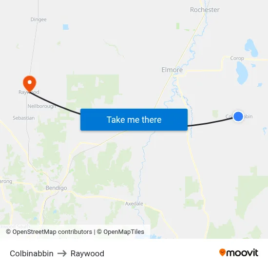Colbinabbin to Raywood map
