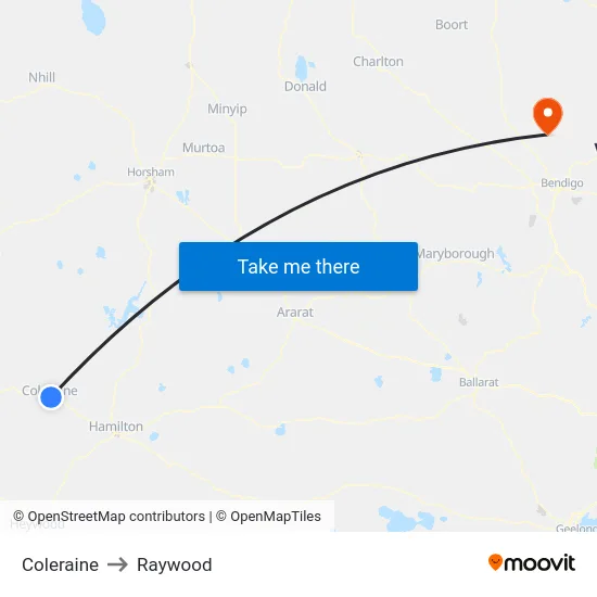 Coleraine to Raywood map
