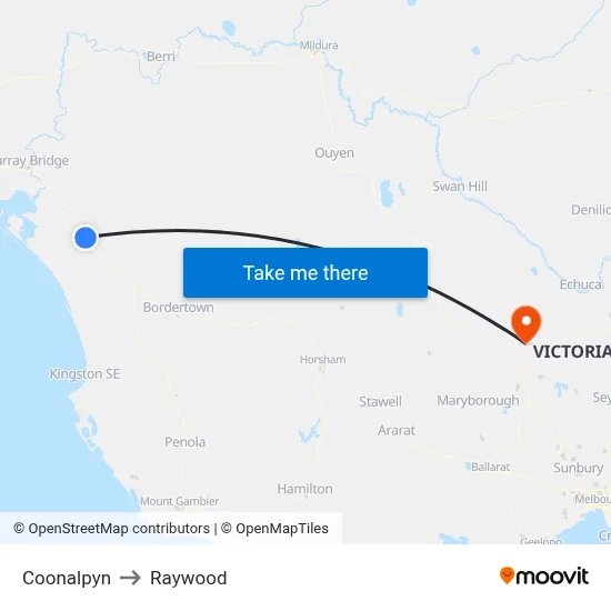 Coonalpyn to Raywood map
