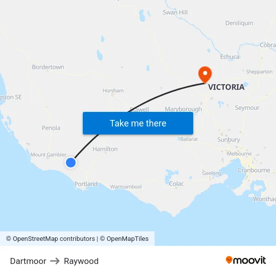 Dartmoor to Raywood map