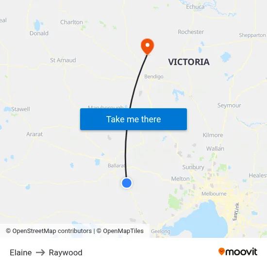 Elaine to Raywood map