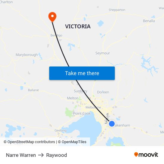 Narre Warren to Raywood map