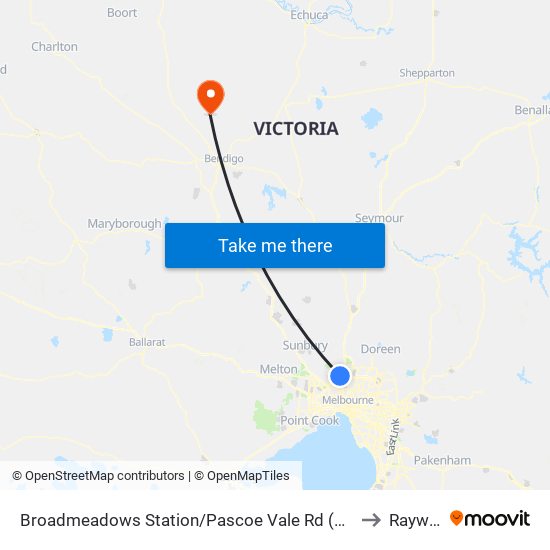 Broadmeadows Station/Pascoe Vale Rd (Broadmeadows) to Raywood map