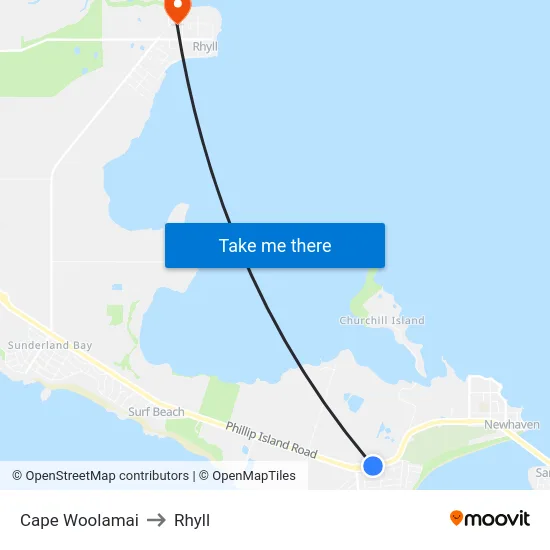 Cape Woolamai to Rhyll map
