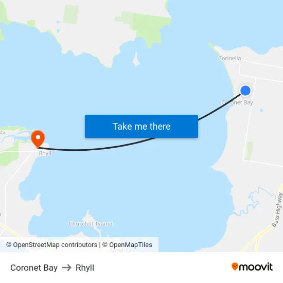 Coronet Bay to Rhyll map