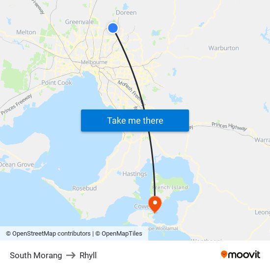 South Morang to Rhyll map