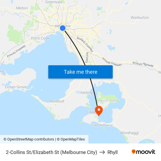 2-Collins St/Elizabeth St (Melbourne City) to Rhyll map
