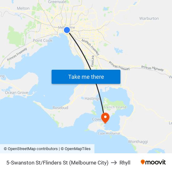 5-Swanston St/Flinders St (Melbourne City) to Rhyll map