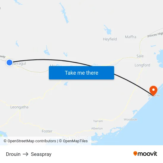 Drouin to Seaspray map