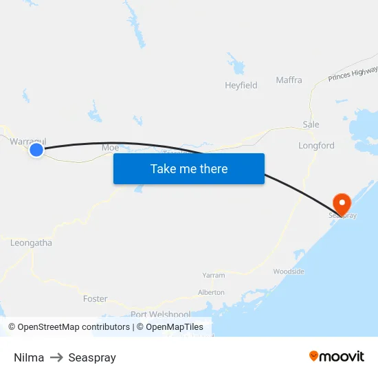 Nilma to Seaspray map