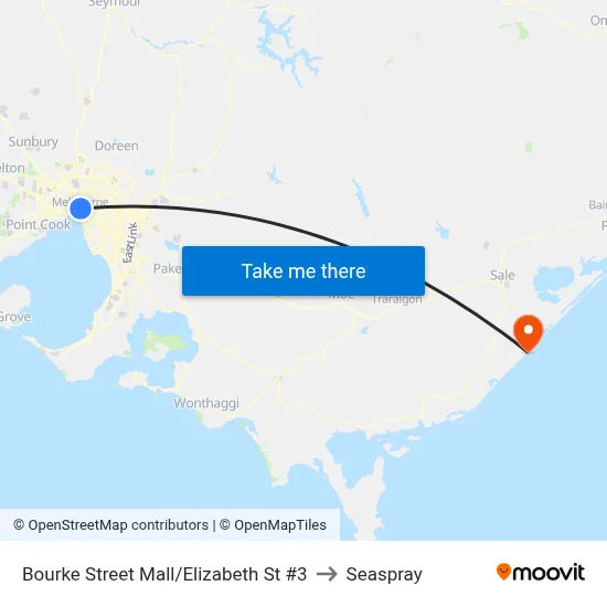Bourke Street Mall/Elizabeth St #3 to Seaspray map
