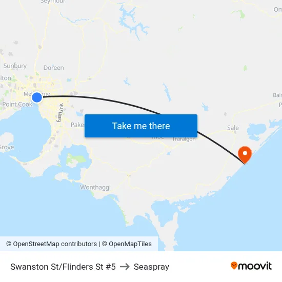 Swanston St/Flinders St #5 to Seaspray map