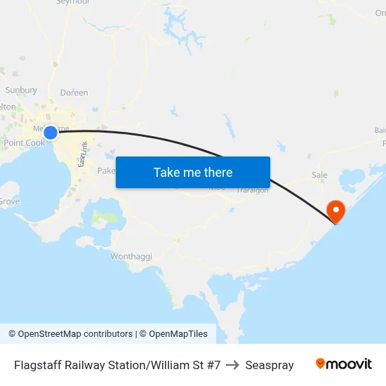 Flagstaff Railway Station/William St #7 to Seaspray map
