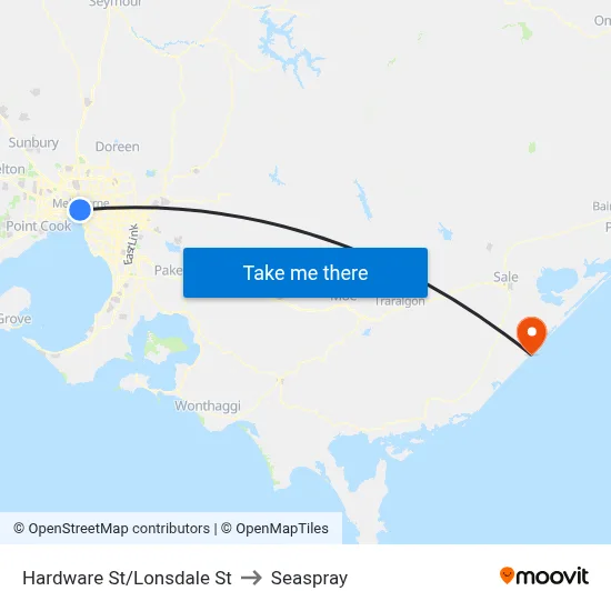 Hardware St/Lonsdale St to Seaspray map