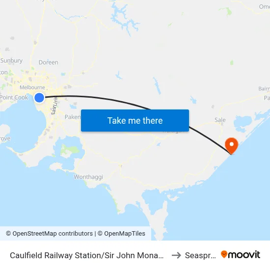 Caulfield Railway Station/Sir John Monash Dr to Seaspray map