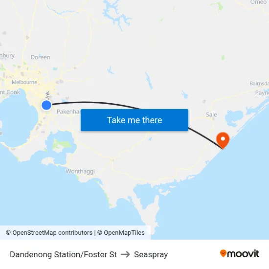 Dandenong Station/Foster St to Seaspray map