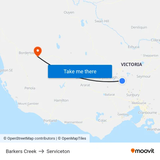 Barkers Creek to Serviceton map