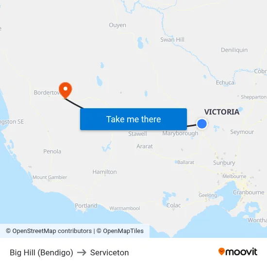 Big Hill (Bendigo) to Serviceton map