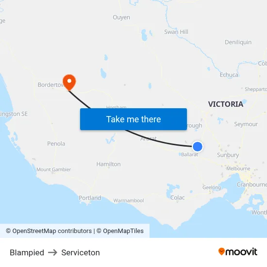 Blampied to Serviceton map