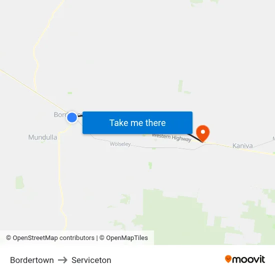 Bordertown to Serviceton map