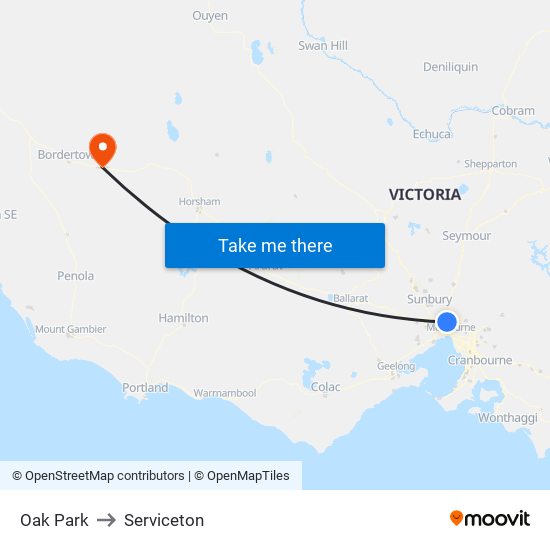 Oak Park to Serviceton map