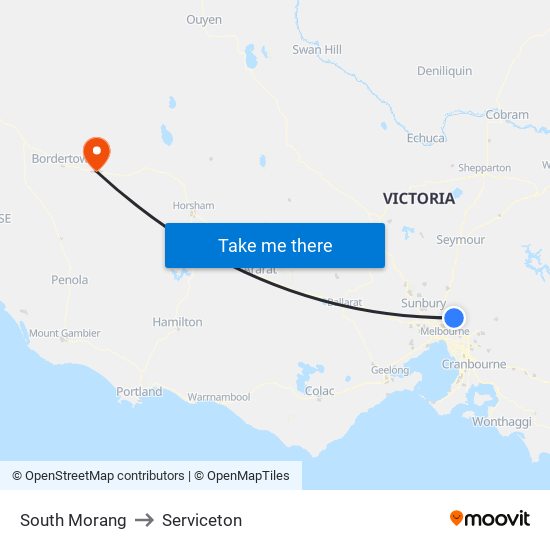 South Morang to Serviceton map