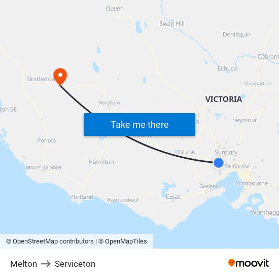 Melton to Serviceton map