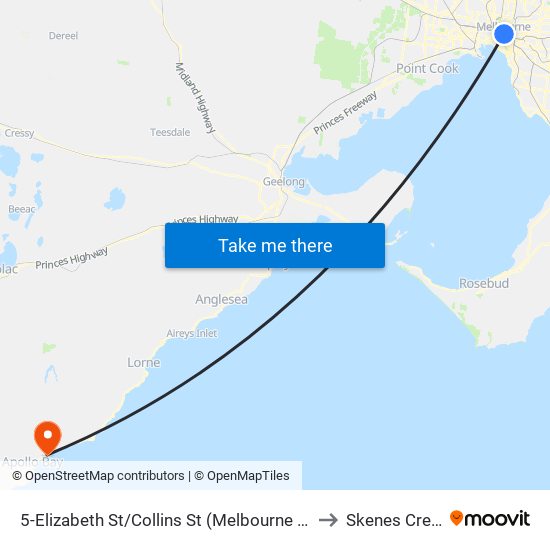 5-Elizabeth St/Collins St (Melbourne City) to Skenes Creek map