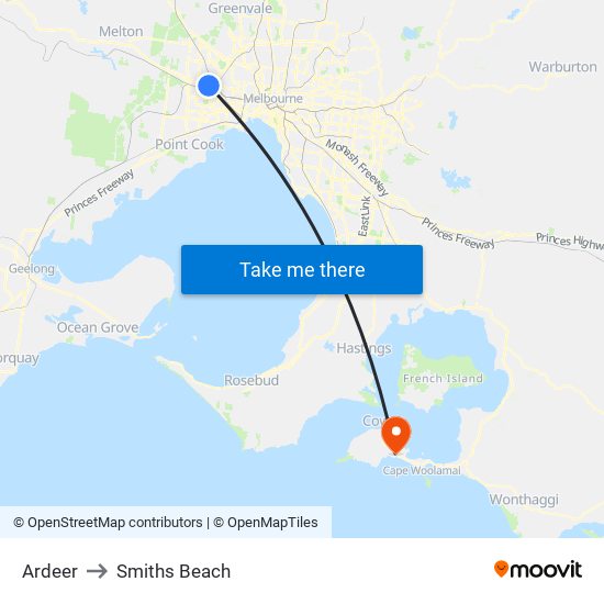 Ardeer to Smiths Beach map