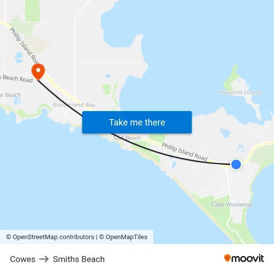 Cowes to Smiths Beach map