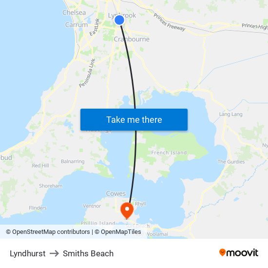 Lyndhurst to Smiths Beach map