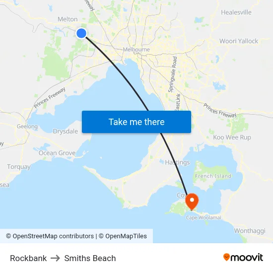 Rockbank to Smiths Beach map