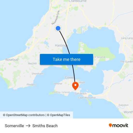 Somerville to Smiths Beach map