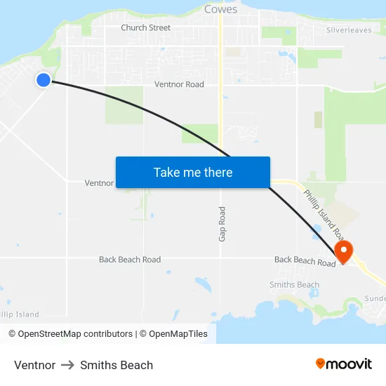 Ventnor to Smiths Beach map