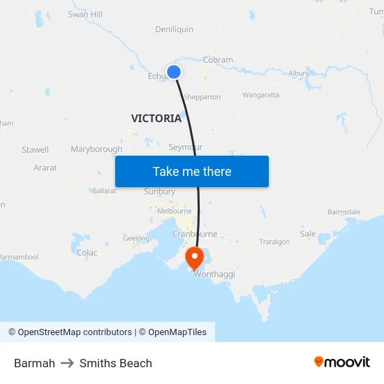 Barmah to Smiths Beach map