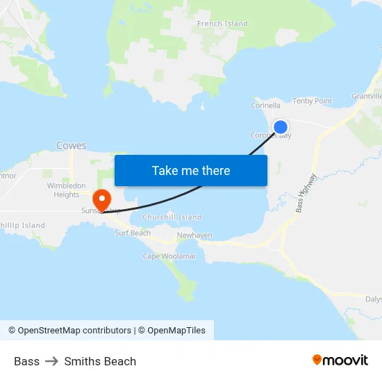 Bass to Smiths Beach map