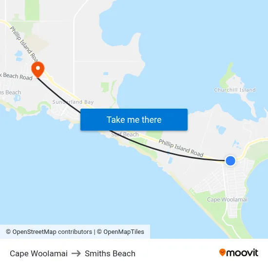 Cape Woolamai to Smiths Beach map
