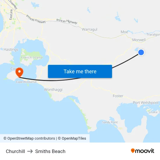 Churchill to Smiths Beach map