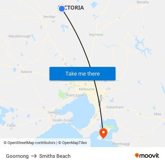 Goornong to Smiths Beach map